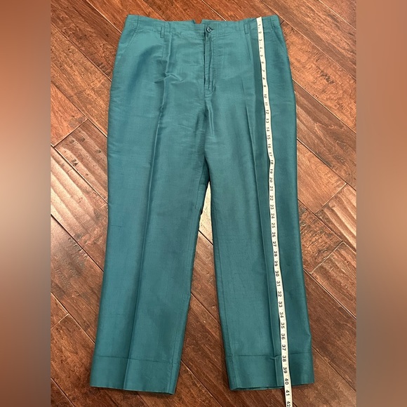 Debra DeRoo Silk Pants Set Women’s Size L Embroidered Button Down Artsy Artist - Picture 8 of 16